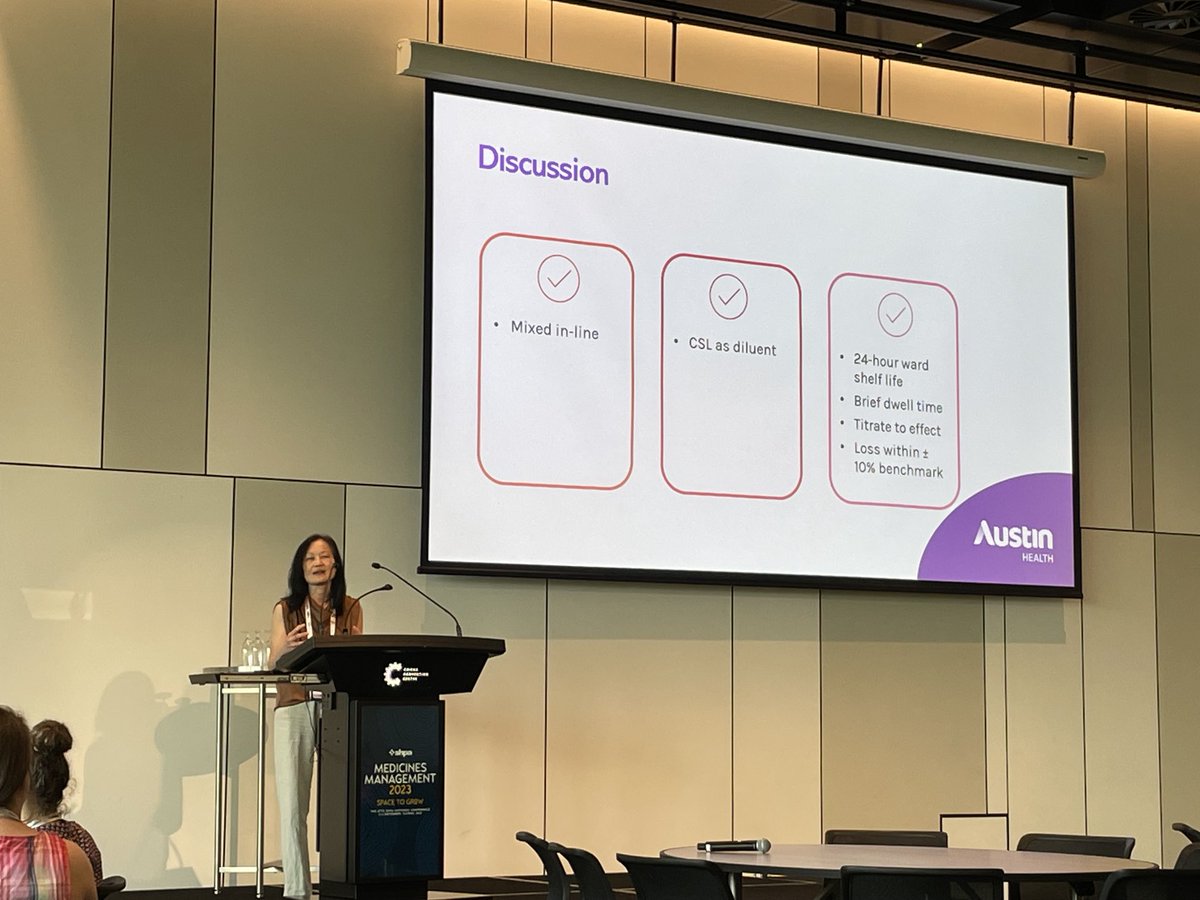 Thanks Phung To ⁦<a href="/Austin_HealthRx/">Pharmacy - Austin Health, Australia</a>⁩ …great to finally have robust evidence that IV oxycodone is compatible with Compound Sodium Lactate. #MM2023SHPA. ⁦<a href="/the_shpa/">@the_shpa</a>⁩ ⁦<a href="/ANZCA/">ANZCA</a>⁩ ⁦<a href="/ANZCA_FPM/">Faculty of Pain Med</a>⁩