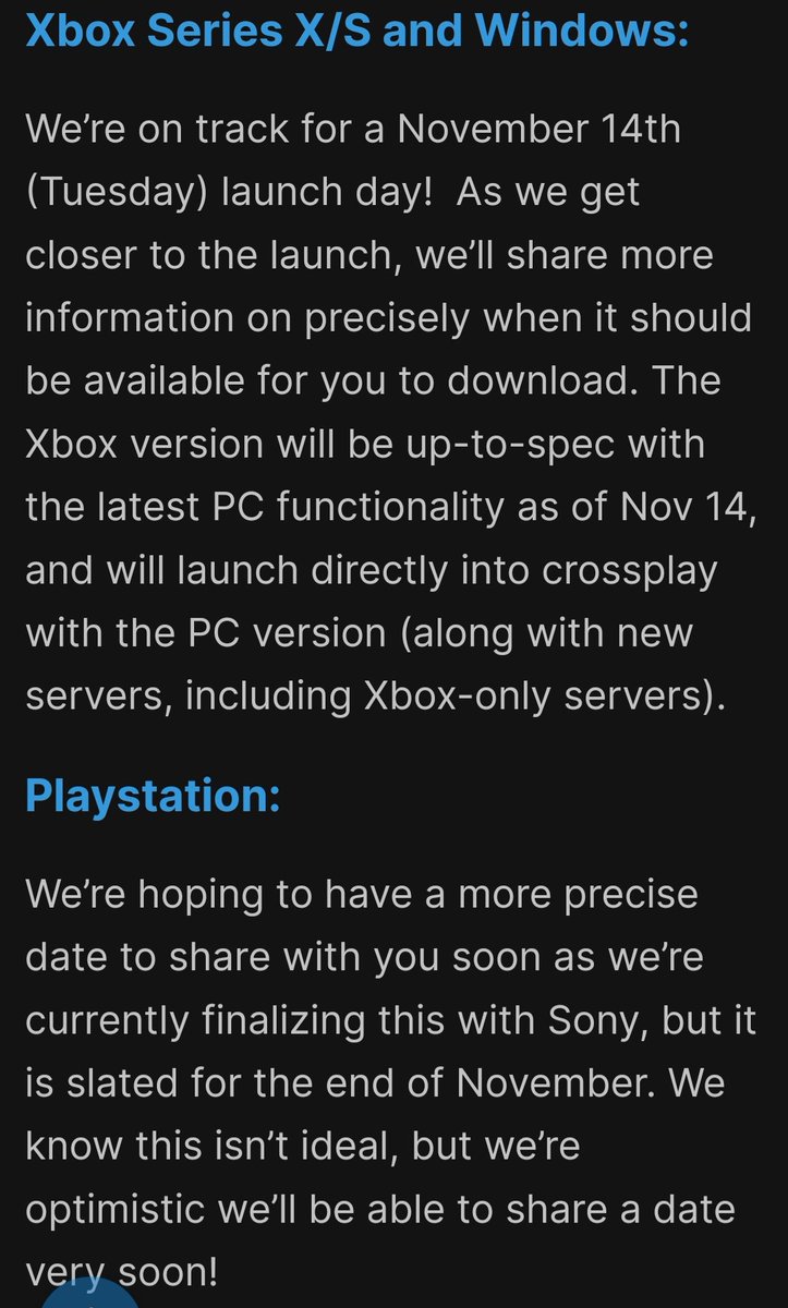KatSlashum's tweet photo. Here we have it kittens #ARKSurvivalAscended   
#communitycrunch 385 not going to be till late November for the Playstation console but sooner for Xbox as of nov14. SAS sad day in this Kats life meow 😿😿😿 https://t.co/xqyqV6iS6M