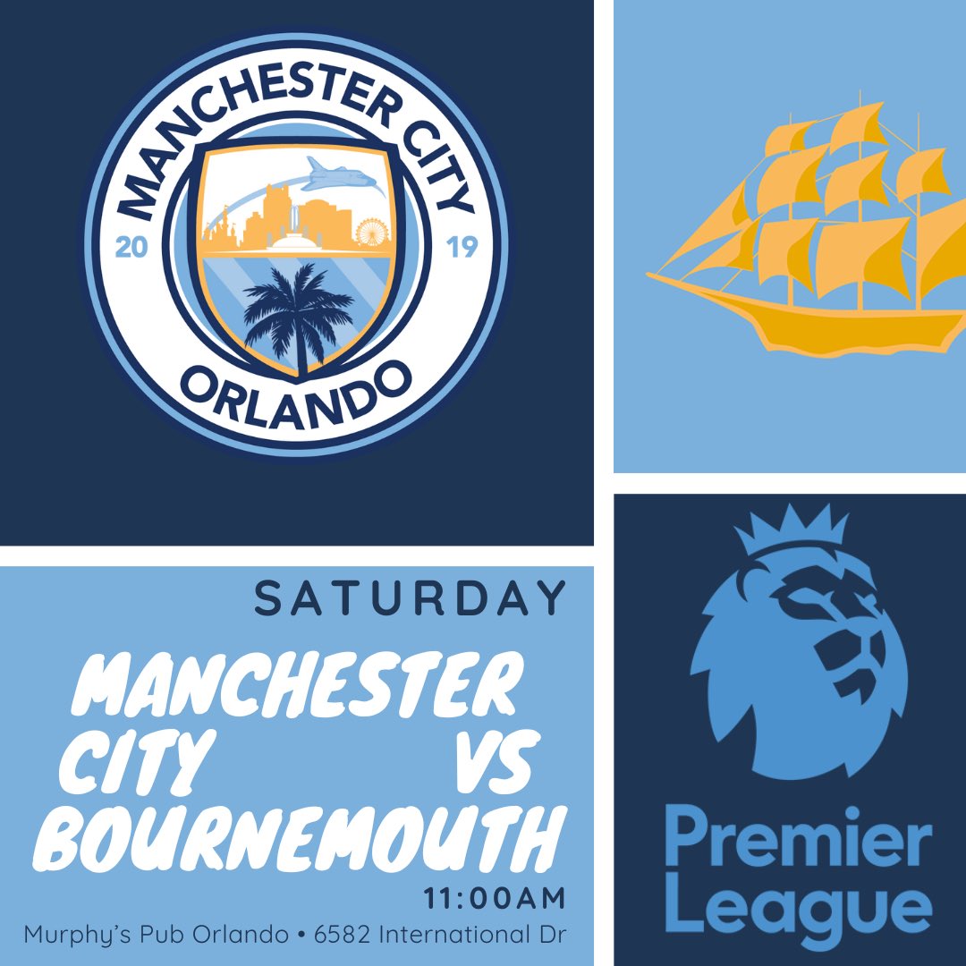 ManCity take on Bournemouth 
Tomorrow 11AM 
We'll see you at <a href="/pub_murphy/">Murphy's Pub</a>
