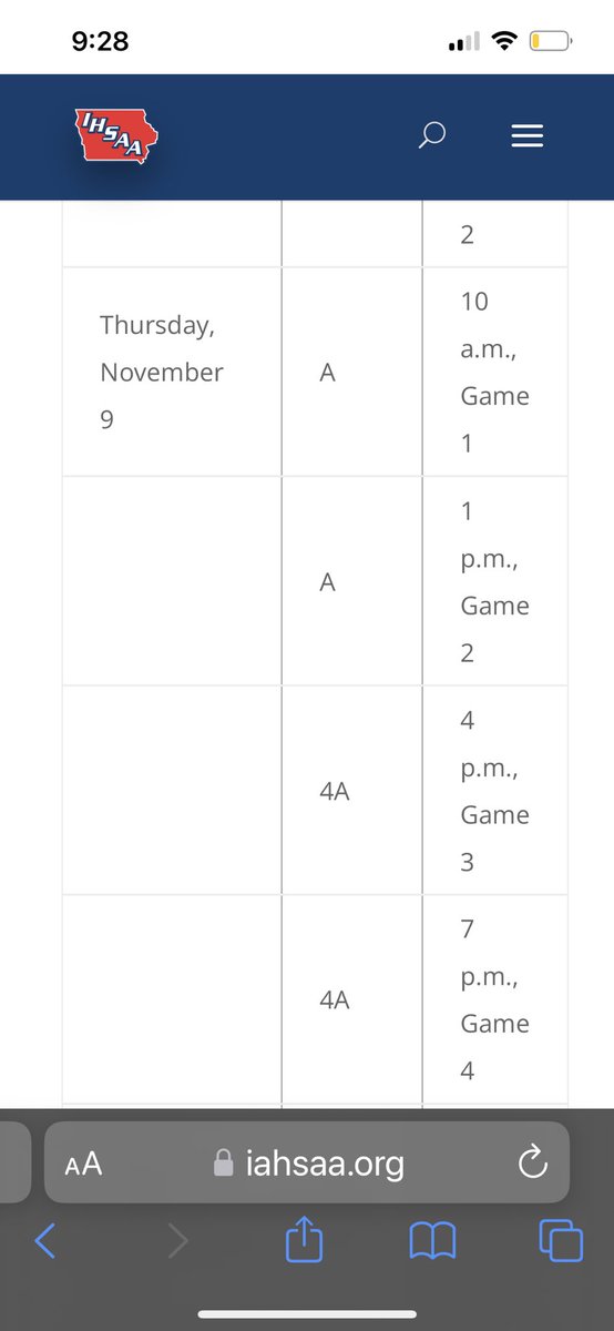 We will know later tonight if we are the 4:00 or 7:00 game this THURSDAY!