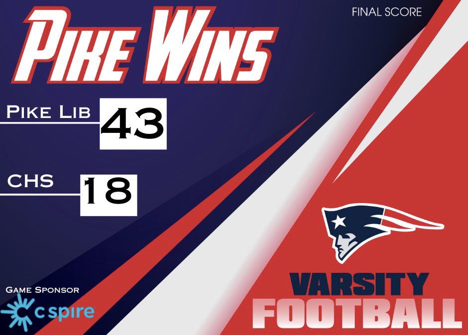 🏈 PIKE WINS! 🏈

Pike Liberal Arts defeated Calhoun 43-18 earlier this evening to bring the 2023 football season to a close. Many thanks to everyone that supported the Patriots during this season. 

#GoPike | #ProudToBeAPatriot