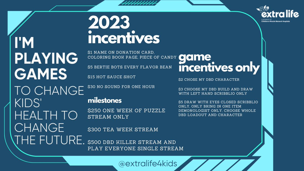 amandaleighttv's tweet photo. tomorrow at 10am our @ExtraLife4Kids team will be streaming for game day but i will be starting at noon with 5 hours of dbd then some scribblio then some demonologist https://t.co/zNI8yfaI4F
