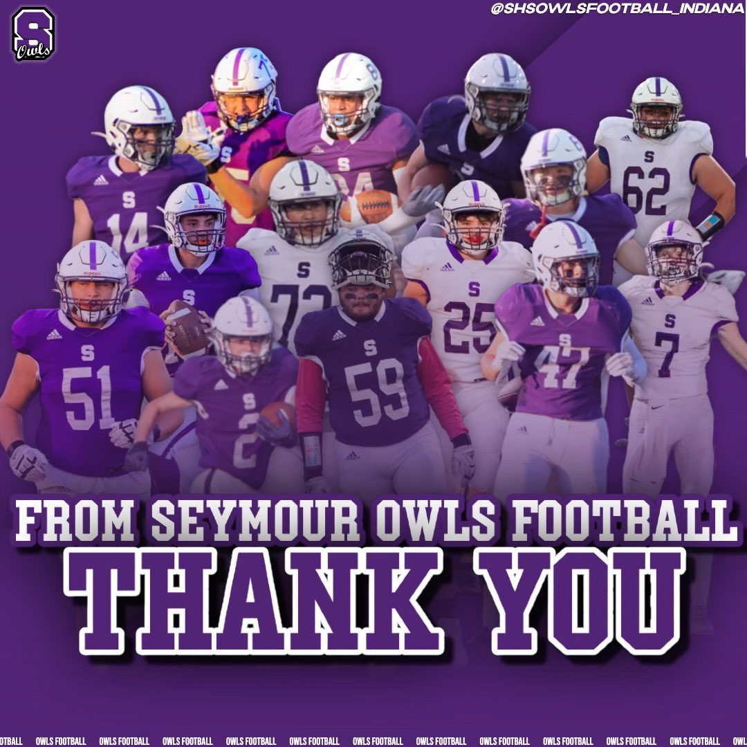 shsowlsfootball's tweet photo. What an amazing season. 

First and foremost, thank you to the seniors for their blood, sweat, and tears that they devoted to this program over the last four years. 

Thank you to the school and the community of Seymour for their continued support of the program. 

#GoOwls 🦉 https://t.co/JjvrlD5IV5