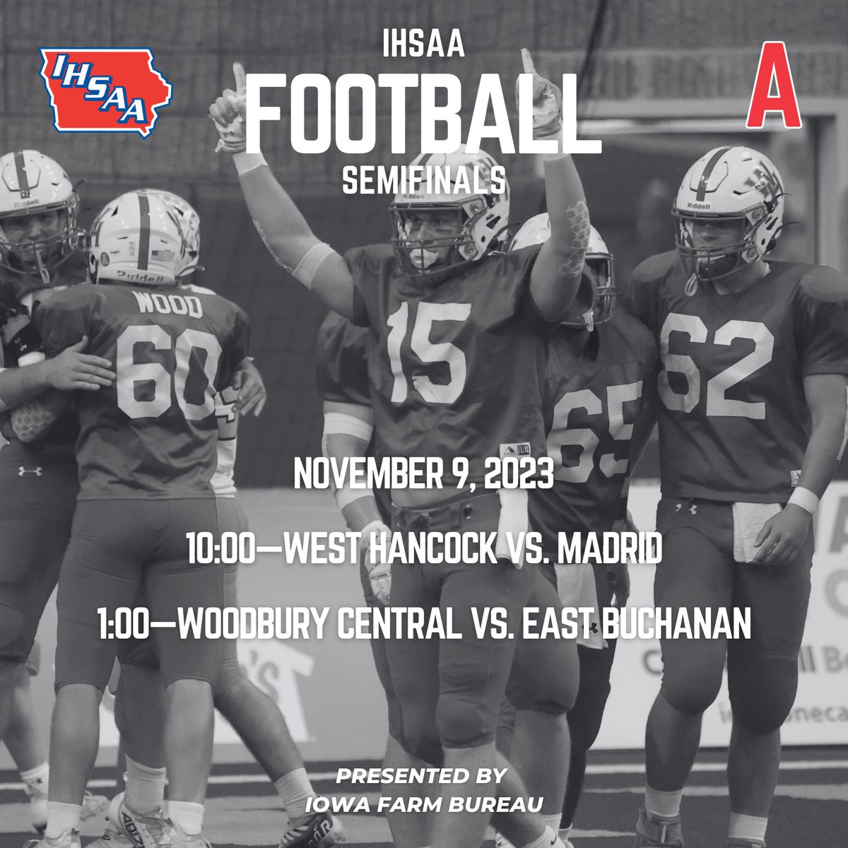 Class A #iahsfb semifinals are set for Thursday at the UNI-Dome! 
🏈 iahsaa.org/football/state…