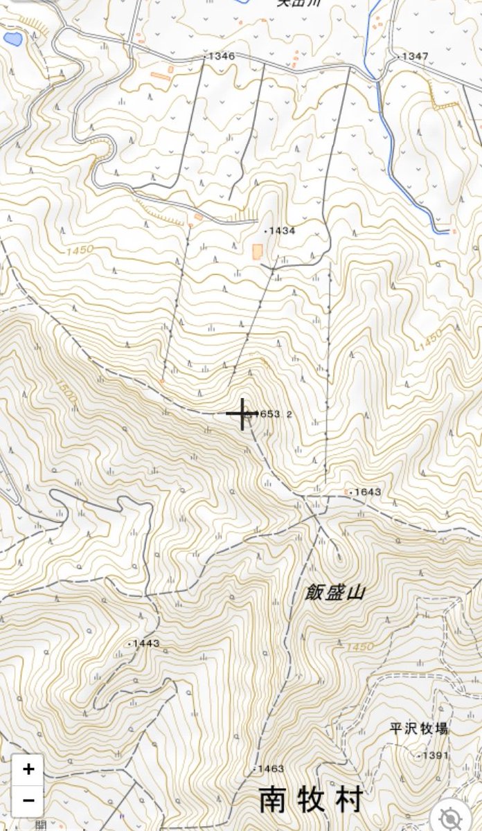 「この位置が平沢山ですね〜。 大盛山まで直上で飯盛山は分水嶺から外れます」|まるよのイラスト