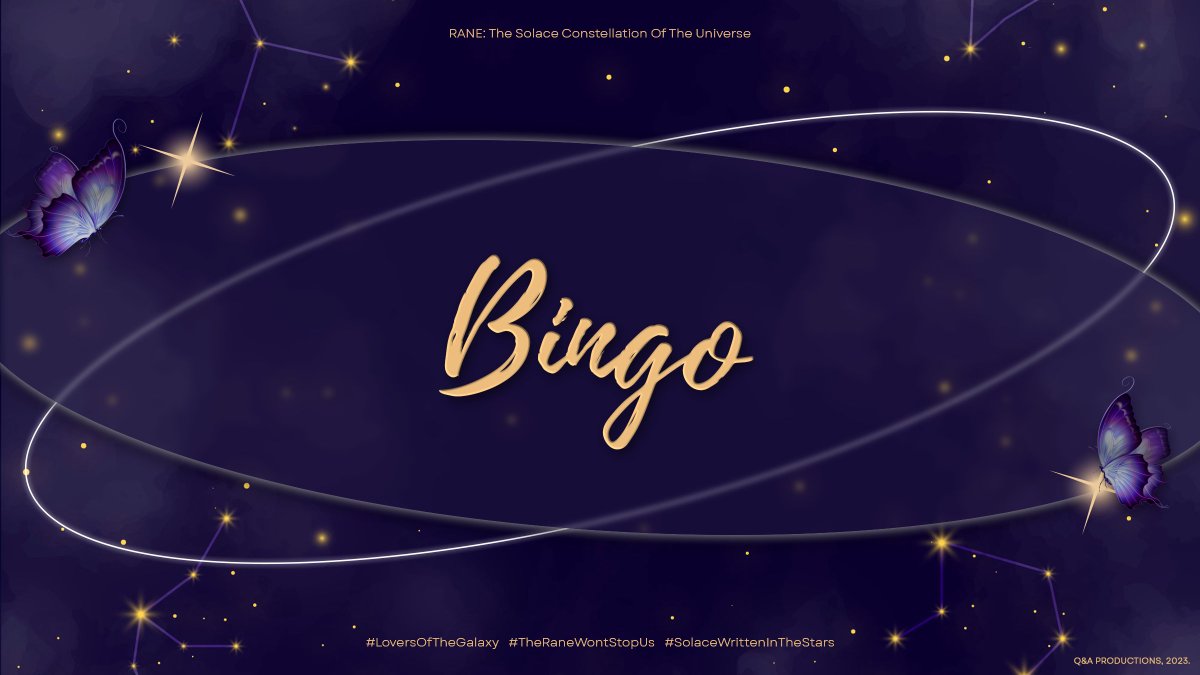 WarmthofRANE's tweet photo. ㅤ   

                 𝑹𝑨𝑵𝑬:
        The Solace Constellation 
        Of the Universe 

        ✩‧₊༺ Bingo ༻‧₊✩

       #LoversOfTheGalaxy 
       #TheRaneWontStopUs 
       #SolaceWrittenInTheStars

‌ https://t.co/kqnuR5MAQW