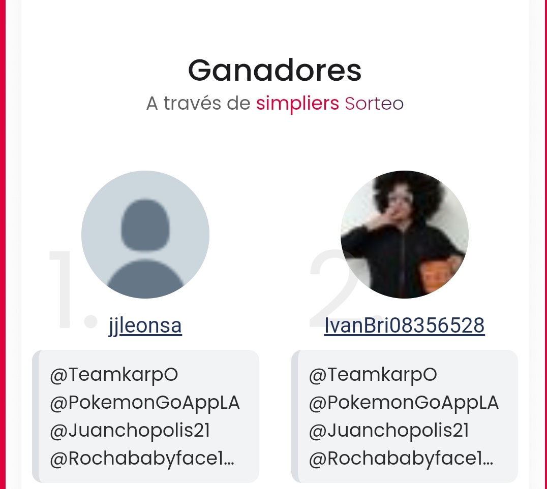 TeamkarpO's tweet photo. El sorteo finalizó!

Muchas gracias a todos por participar.

Los ganadores son:

@jjleonsa y @IvanBri08356528 

Recuerden estar atentos a nuestro Campfire y las redes de @PokemonGoAppLA para siguientes dinamicas y para información de eventos.

#PokemonGOCitySafari https://t.co/6N4aHj4Nj2