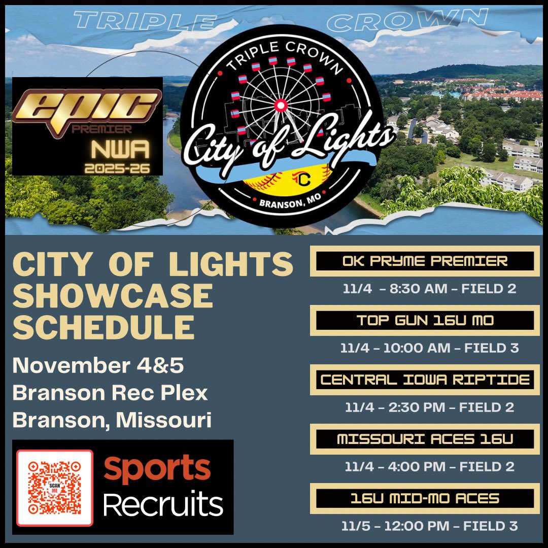 EpicPremierNWA's tweet photo. Back to work this weekend at the @triplecrownspts City Of Lights showcase at the Branson RecPlex. 

Visit is on @Sports_Recruits at the QE below for bios / highlights. Come on out and see us!

#BeEPIC https://t.co/2FPddL7u3u