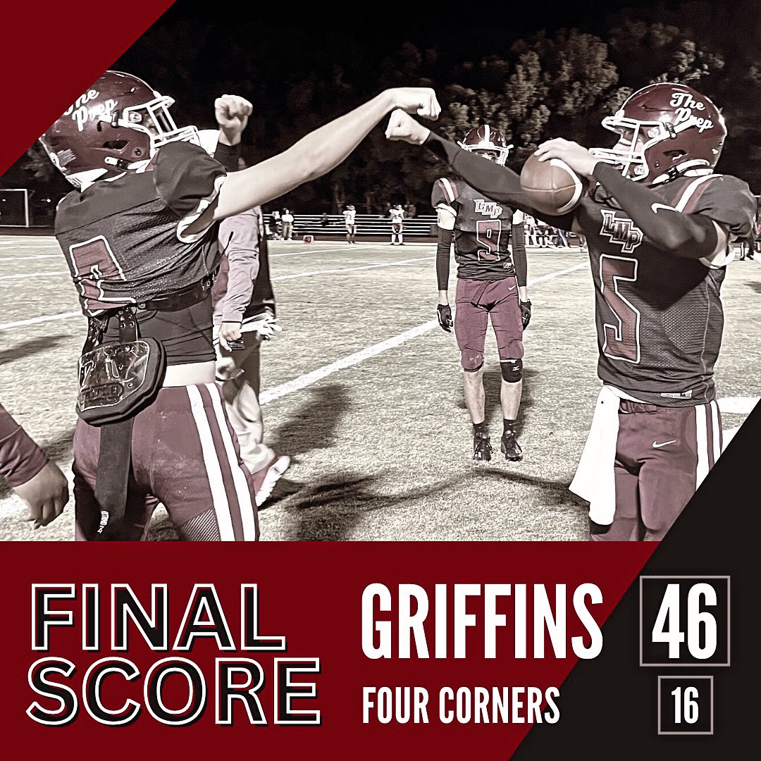 GRIFFINS WIN! Congrats to the LMP football team on their 46-16 win over Four Corners on Friday night in the playoff matchup. The Griffins will now move on to the semifinals. 

#GoGriffins #GriffinNation #LMPfootball