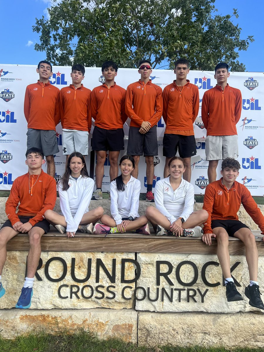 So proud of these guys and gals! Battled their way to compete at the State XC Meet. Good luck to our boys team: Isaac Wright, Aden Tunchez, Caleb Flores, Jose Soto, Antonio Valadez, Oscar Lozano &amp; Gabriel Molina. And best of luck to our individual girls qualifier, Aubrey Garcia!