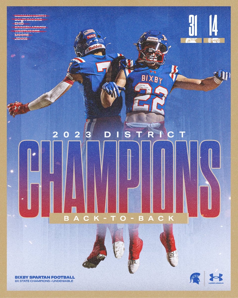 The Spartans are headed home with the 6A1-1 District Title!

#BixbySpartans | #Undeniable