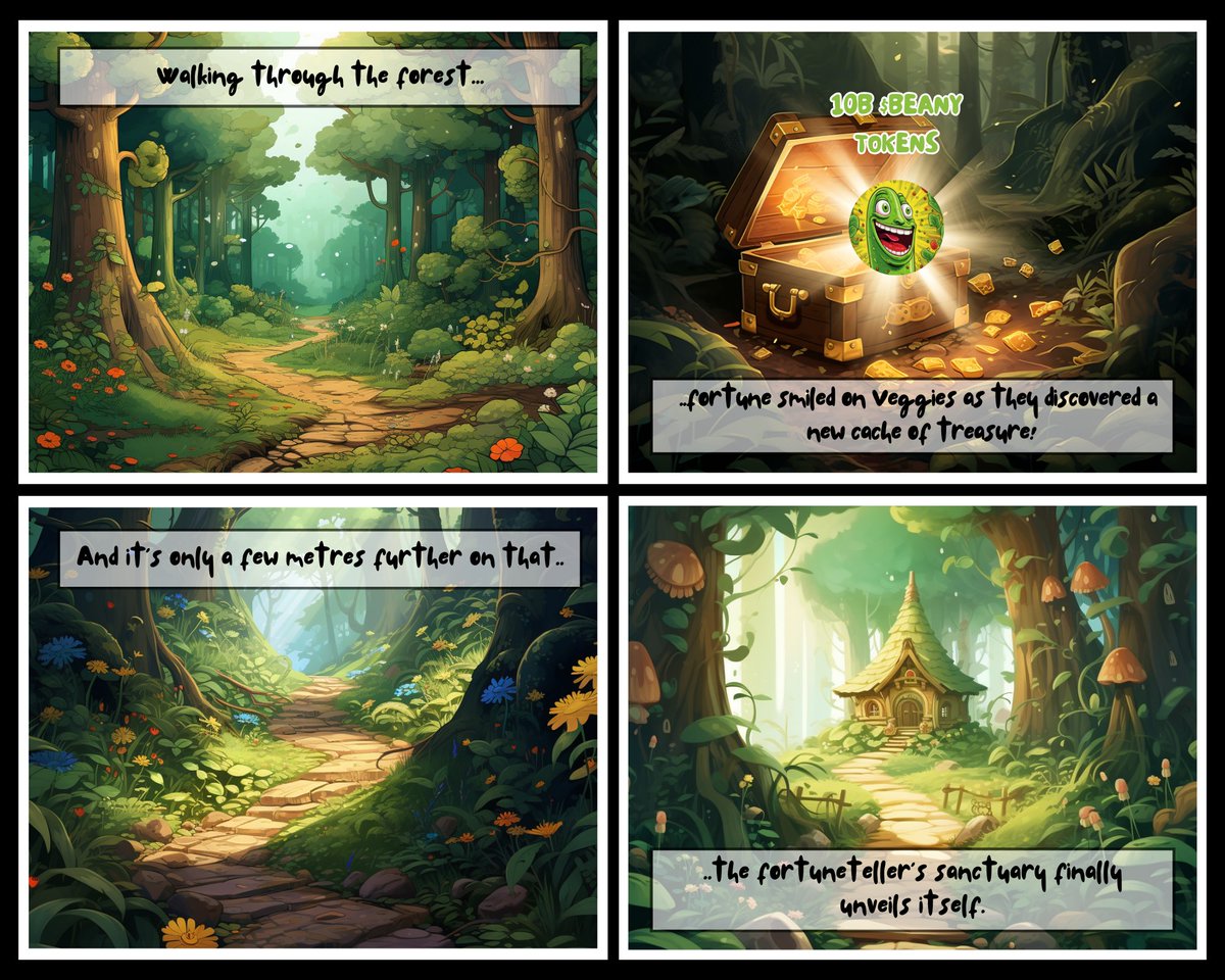 📅 DAY 3: DISCOVERING THE FOREST! 🌲

Good news! The forest held a treasure and we discovered the fortuneteller's house!

To be won: 10 000 000 000 $BEANY TOKENS 🫛

TO PARTICIPATE :  
👉Follow <a href="/zkVeggies/">zkVeggies🥦</a> &amp; <a href="/beanycoin/">Beany</a> 
👉RT + LIKE
👉COMMENT WITH YOUR ZKSYNC WALLET

END IN 48H ⏳