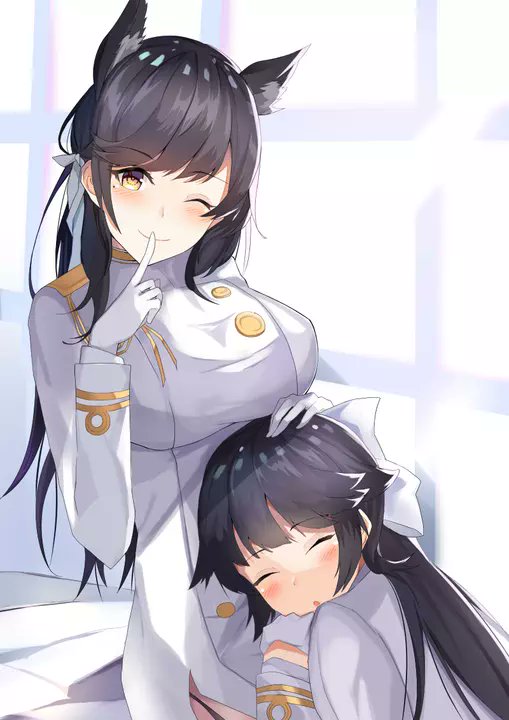 *sleeping cuddled on my little sister Atago while she watch out that the commander/reader don't wake me*

ZZZZ....