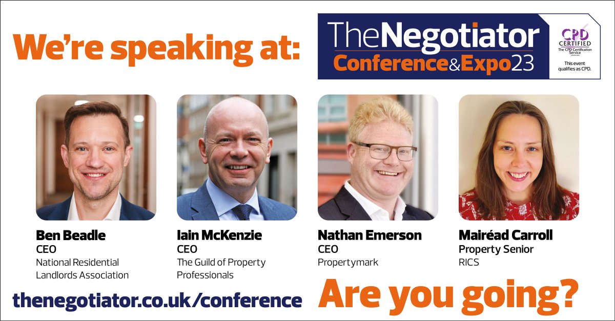 MEET THE SPEAKERS: We are delighted to welcome Ben Beadle, @NRLAssociation CEO; Iain McKenzie, @GuildProperty CEO; Mairead Carroll, @RICSEngland Property Senior and Nathan Emerson, @PropertymarkUK CEO to The Negotiator Conference & Expo. Book now! thenegotiator.co.uk/events/the-neg…