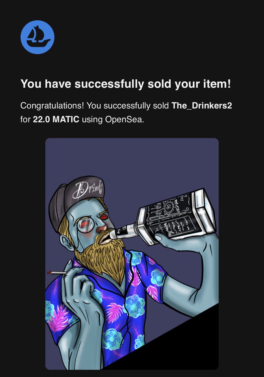 SOLD💥🍾

🥂The_Deinkers2 🥂

Sold to my dear friend is magnificent creator <a href="/schindler77777/">Schindler - NFT Gallery - view and show NFTs</a>

Thank you for believing in me 🥰🥰🥰

Check the collection too and help to donate 🙏🏽
opensea.io/The_drinkers

#nftcollectors #nftdrop #NFTComminity #SupportEachOthers