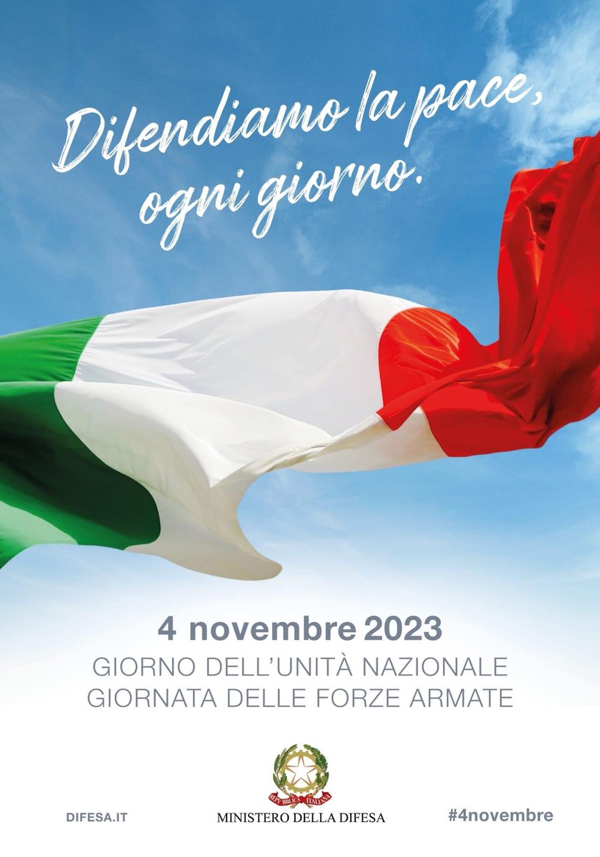 #ForzeArmate #4novembre #unaforzaperilpaese #latuasquadrachevola 

@MinisteroDifesa @SM_Difesa @segredifesa @GuidoCrosetto @ItalianAirForce @ItalianNavy @Esercito @_Carabinieri_ @GDF @matteoperegodic @isabellarauti @giorgiomule 

Auguri a tutti voi ❤️

Viva le Forze Armate ❤️🇮🇹