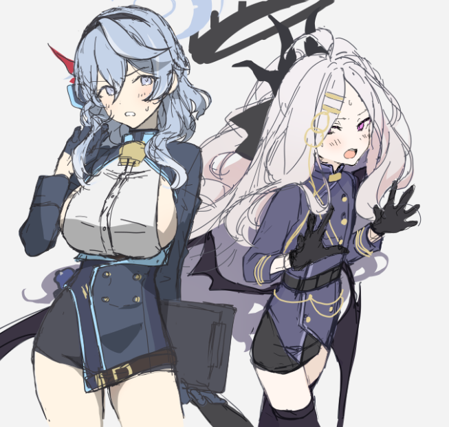 天雨アコ(ブルアカ) ,空崎ヒナ(ブルアカ) 「委員長も召喚 」|春夏冬ゆうのイラスト