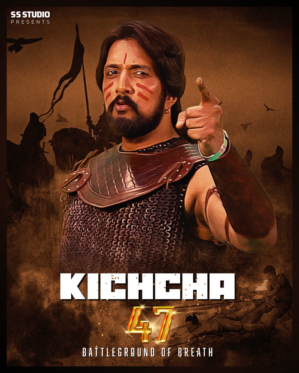 SouthSudeepians's tweet photo. BATTLE OF BREATHS: KANNADA SUPERSTAR  @KicchaSudeep POSTER TAKES CENTER STAGE! 
 A visual masterpiece but what does it signify?. That's the big mystery everyone's buzzing about. Brace yourself for the big reveal next week, as we lift the veil on poster secrets
#BattleofBreaths https://t.co/FkXqGdfI8P