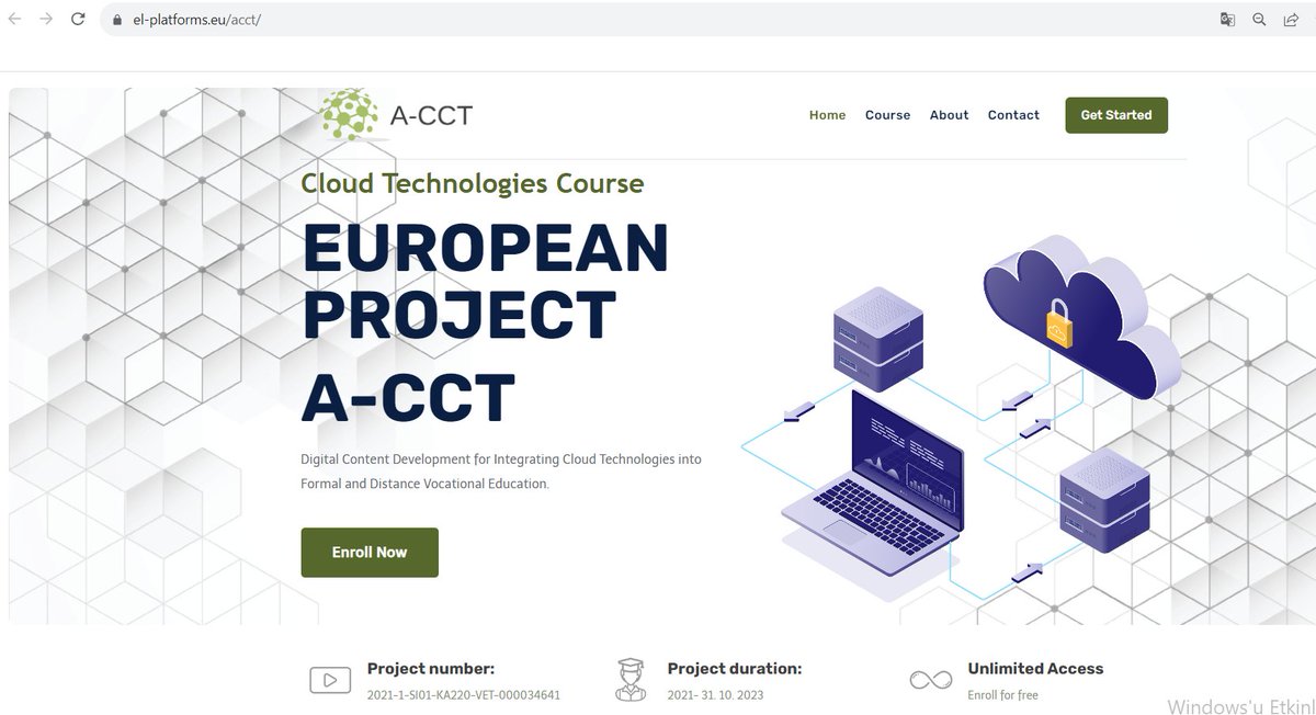Bulut bilişim alanında proje ortakları ile beraber yenilikçi ders materyalleri ile hizmete aldığımız E-learning platformumuz ücretsiz olarak hizmete girmiştir. Erişmek için lütfen tıklayınız: el-platforms.eu/acct/
<a href="/acctproject1/">acct project</a>