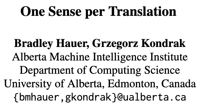 🎉 Outstanding Paper! The 'One Sense per Translation' paper by Bradley Hauer and Grzegorz Kondrak wins the Outstanding Paper Award at #AACL2023! afnlp.org/conferences/ij…