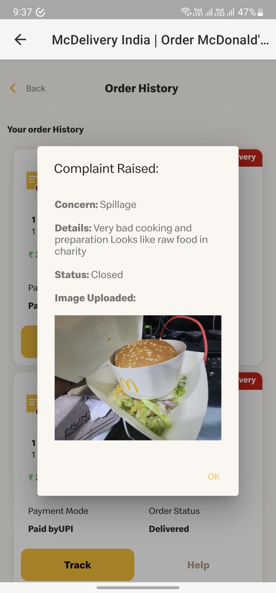 jaydipchabhadia's tweet photo. Very bad service by McDonald's
It looks like they given me in charity, Spillage from Bun McMaharaja looks like McServernt
Order ID: SKG-DL-03-11-2023-112869077
They don't care about feedback/complaint:
- Help Section complaint closed without attending
@McDonalds @mcdonaldsindia https://t.co/jl15xy3sHa