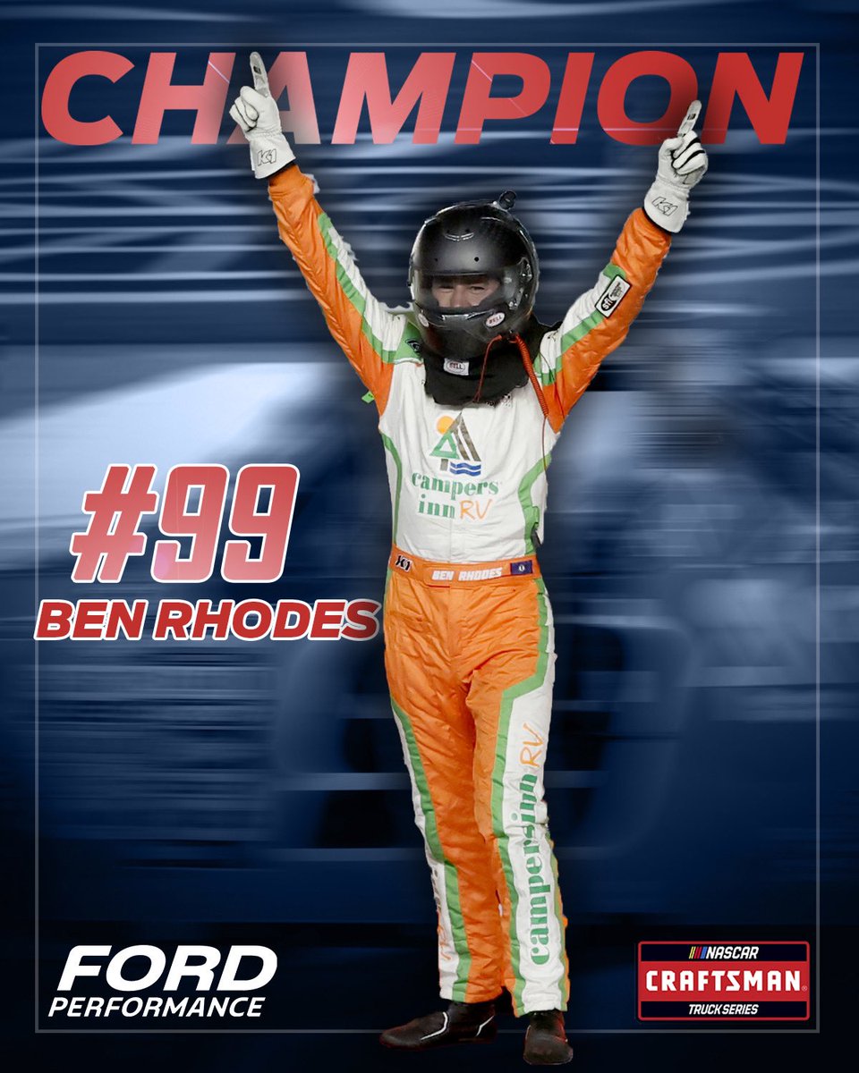 Ford Performance (@fordperformance) on Twitter photo #NASCAR | <a href="/benrhodes/">Ben Rhodes</a> is the 2023 <a href="/NASCAR_Trucks/">NASCAR CRAFTSMAN Trucks</a> Champion!
#Ford <a href="/ThorSportRacing/">ThorSport Racing</a> <a href="/phoenixraceway/">Phoenix Raceway</a> #NASCAR | <a href="/benrhodes/">Ben Rhodes</a> is the 2023 <a href="/NASCAR_Trucks/">NASCAR CRAFTSMAN Trucks</a> Champion!
#Ford <a href="/ThorSportRacing/">ThorSport Racing</a> <a href="/phoenixraceway/">Phoenix Raceway</a>