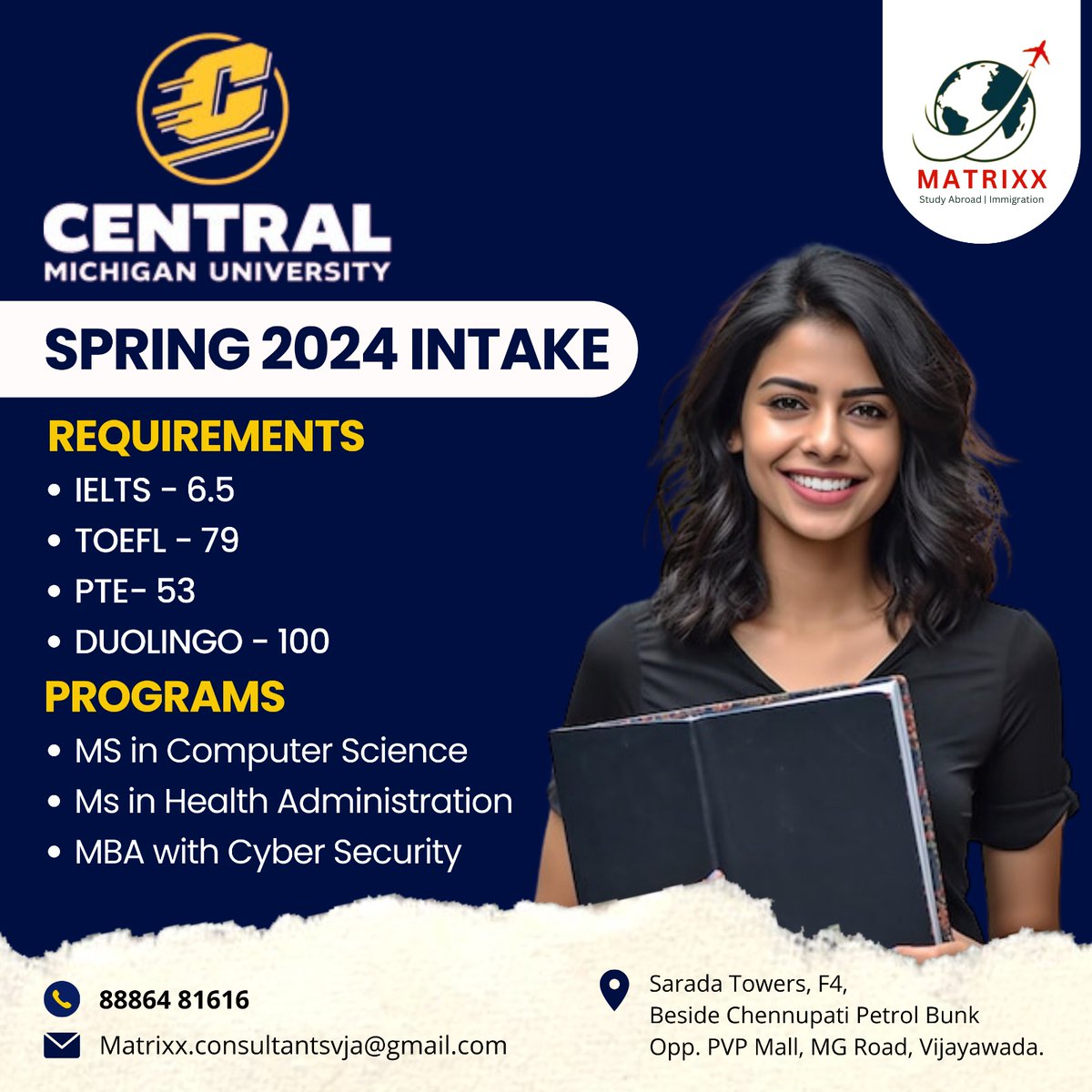 Matrixxconsult's tweet image. Experience the American dream of education where opportunities are boundless. Start your journey to success with us.

#CentralMichiganUniversity is offering a wide range of #PGCourses for #Spring2024Intake #StudyInUSA #USA2024Intake #USAAdmissions #USAVisa  #MatrixxConsultants