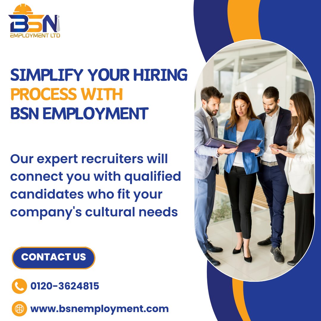 We make it easy. Our expert recruiters will connect you with qualified candidates who fit your company's cultural needs.

#bsn #bsnemployment #job #placementconsultants #placement #CareerOpportunities #Employment #CareerSuccess #goal #Job #DreamJob #success #Interview #Career