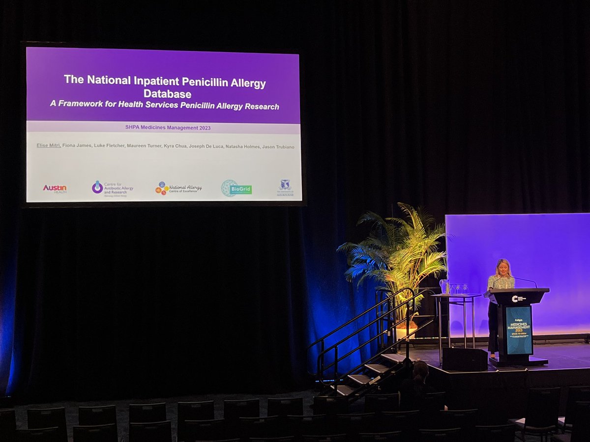 Great presentation by <a href="/Elise_Mitri/">Elise Mitri</a>  on the National Penicillin Allergy Database <a href="/Austin_HealthRx/">Pharmacy - Austin Health, Australia</a> <a href="/the_shpa/">@the_shpa</a> <a href="/Austin_Health/">Austin Health</a> <a href="/TrubianoJason/">Jason Trubiano 🆔</a>