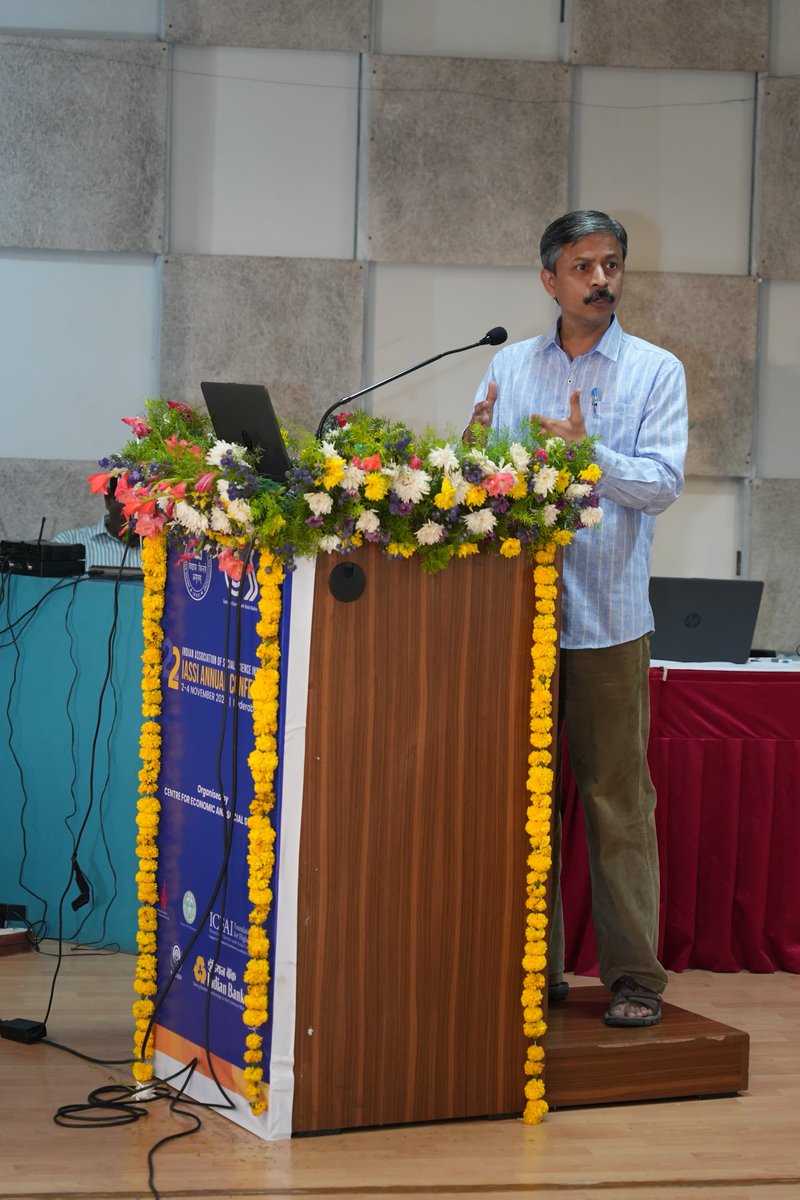 cessicssr's tweet photo. Day 2's Plenary Session 5 at #22IASSIConference chaired by Prof. @MahendraDevS focused on 'India’s Employment Challenge,' exploring the nuances of youth employment. Prof. Alakh N Sharma &amp; Dr. Balwant Singh Mehta shared insights on education and skill development. https://t.co/ghzgS0kwIF