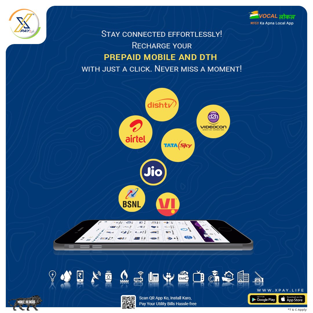 XpayLife's tweet photo. Stay connected effortlessly! Recharge your mobile and DTH with just a click. Never miss a moment!

Install Now - https://t.co/AFg4Gt7LSM

#XPayLife #Mobilerecharge #Prepaidmobilerecharge #DTHRecharge #d2hrecharge #onlinebillpayment #onlinerecharge #prepaidrechage https://t.co/xfmsX3HgKi