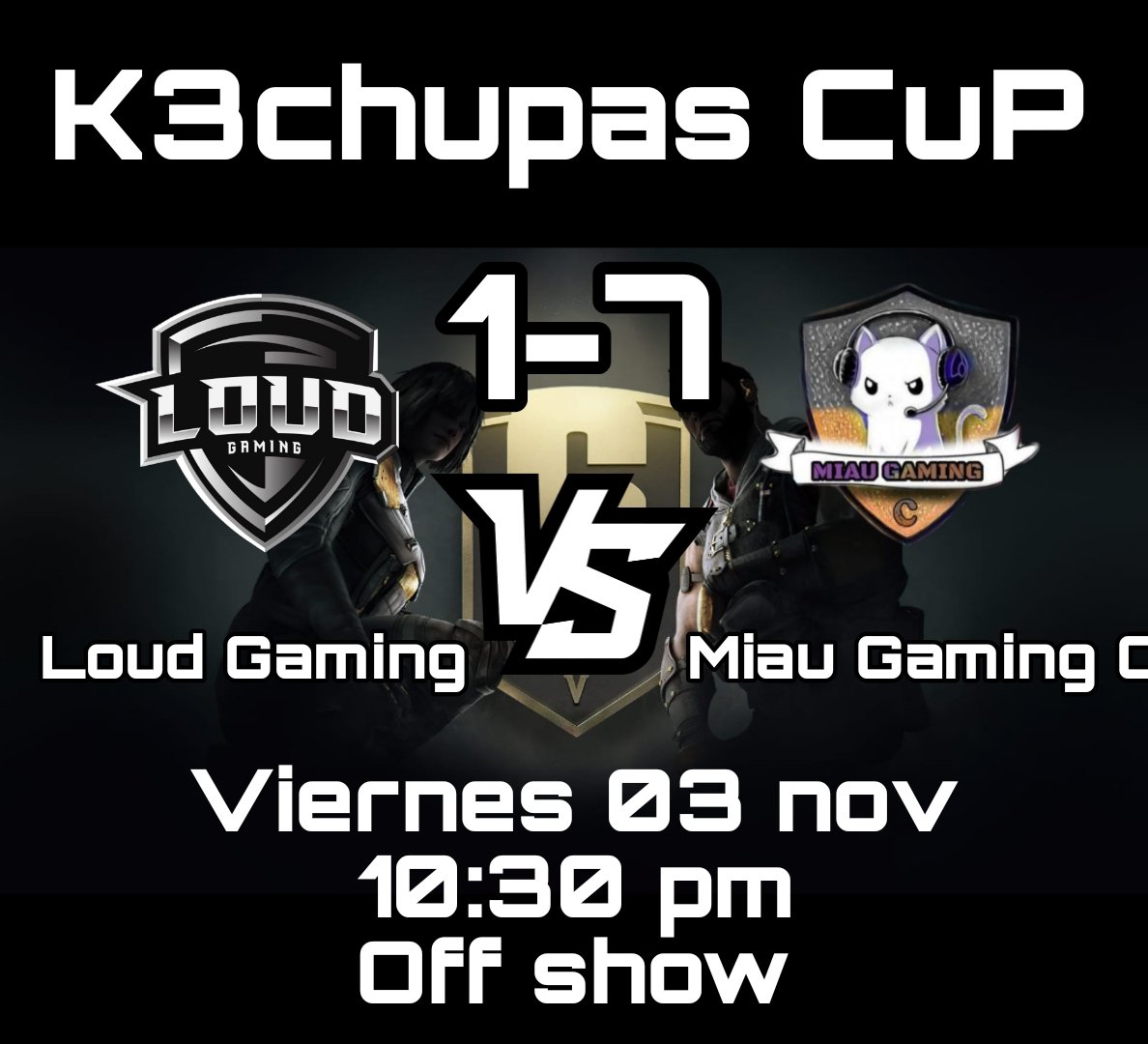 MiauGamingC's tweet photo. Triunfamos!! Un día más pasamos a la semifinal de la K3chupas
Torneo Organizado por @alexis_zam002
GG a @LouDGaming_MX https://t.co/lNIMfNvmNA