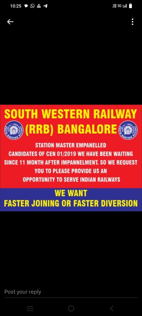SudhansuK72501's tweet photo. Sir , I am selected  for the station maser CEN(02/2019).Till now 5 years I have not received joining letter.
@SW-Help
@SWRRLY
@GMSWR
@drmswr
@drmsbc
@drmubl
@Ashwin Vaishnaw https://t.co/riVxRSTmkP