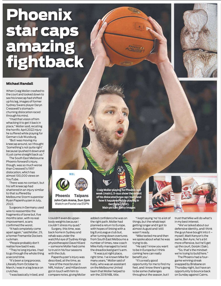 📰 We’re very glad to have <a href="/CraigyMoller_9/">Craig Moller</a> back from injury and back in the NBL with us! 💚

✍️ <a href="/MickRandallHS/">Michael Randall</a> <a href="/heraldsunsport/">Herald Sun Sport</a>