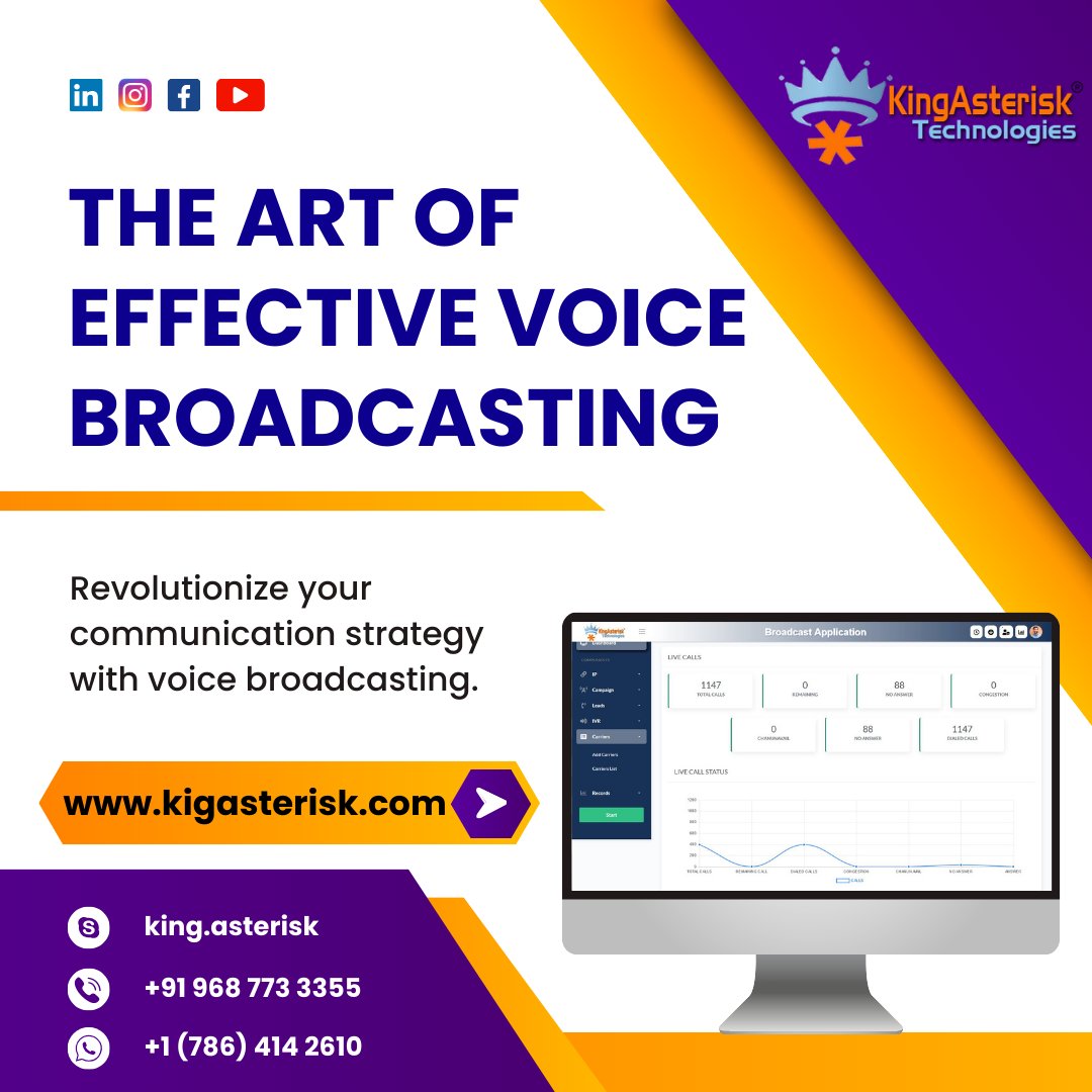 KingAsterisk's tweet image. 🎤 Unlock the Art of Effective Voice Broadcasting! 

Contcat us at +91 968 773 3355 or +1 (786) 414 2610
Skype : king.asterisk 

🌐 Visit our website at kingasterisk.com 

#kingasterisk #asterisk #voipsoftware #ivrsoftware #ivr #dialer #asterisksolutions #VoiceBroadcasting