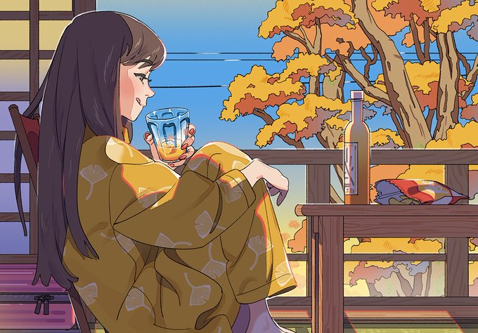 「autumn sitting」 illustration images(Latest)