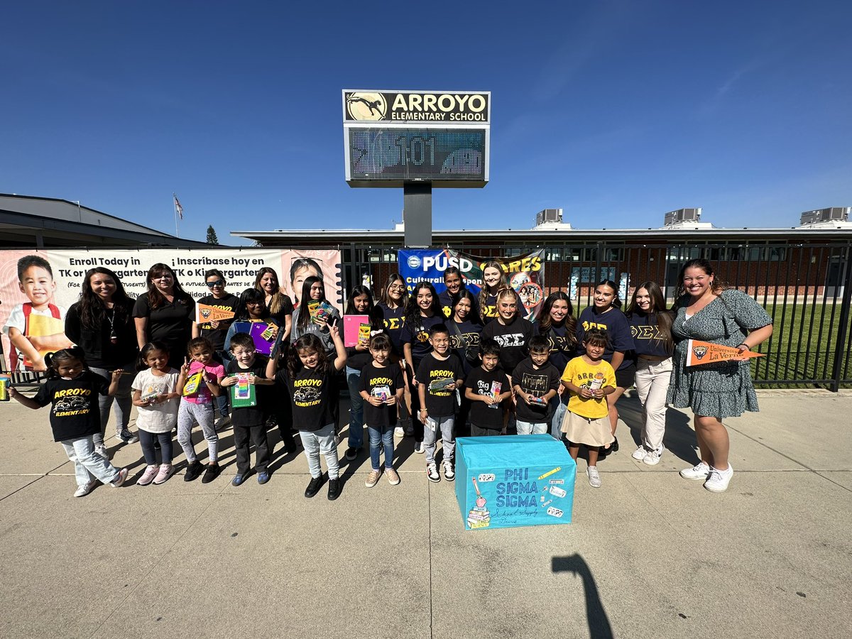 Thank you University of La Verne Phi Sigma Sigma for the wonderful donation of school supplies. Thank you for sponsoring us this year ! @PomonaUnified