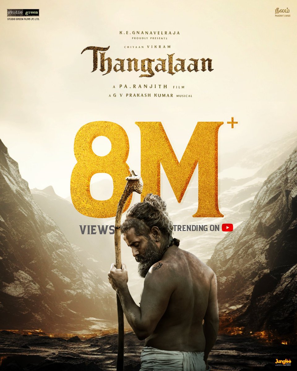 Through mud, sweat, and blood, a tale was unveiled. ✊🏾 #ThangalaanTeaser striking strongly with over 8M+ views 🌋 Link ▶️youtu.be/W3A2mQdCS6g #Thangalaan #ThangalaanFromJan26 @Thangalaan @chiyaan @beemji @GnanavelrajaKe @officialneelam @parvatweets @MalavikaM_…