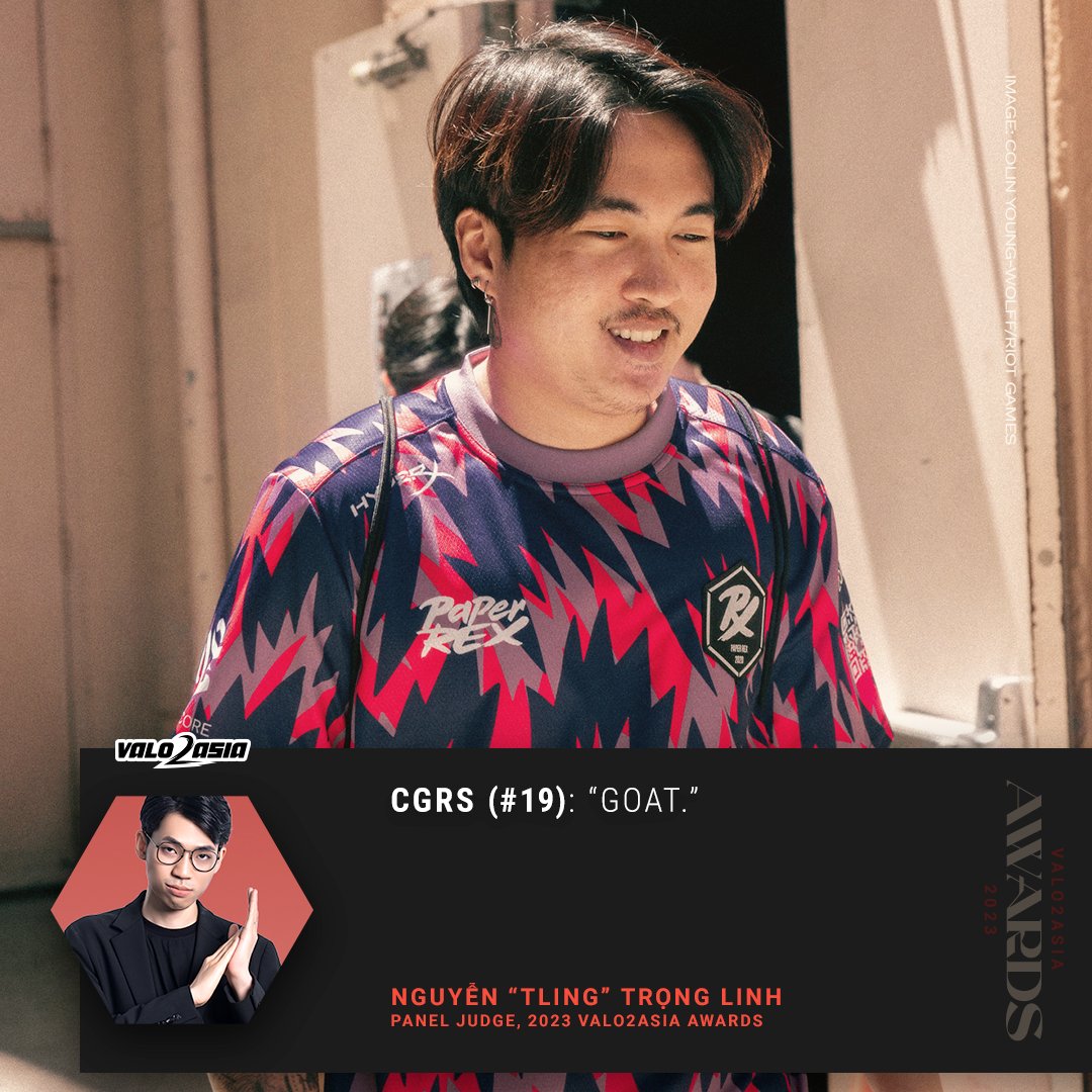 #19 APAC - 🇹🇭 Patiphan "CGRS" Posri (<a href="/CigaretteS_Kla/">cgrs</a>)

"GOAT." - Nguyễn “TLing” Trọng Linh

Learn more about The VALO2ASIA Awards 2023 on our website or click the link in the comments.

#VALO2ASIA #TheVALO2ASIAAwards #CigaretteSKla