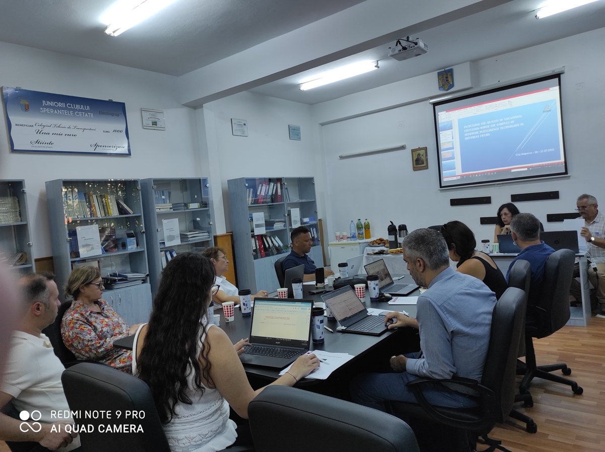 EU2AIProject's tweet image. The last meeting of the EU2AI was held in Cluj, Romania, hosted by CTTT VET School. Quality checks of the AI course curriculum developed with the participation of all partners were completed, tests of the E-Learning platform were carried out and subsequent processes were planned.