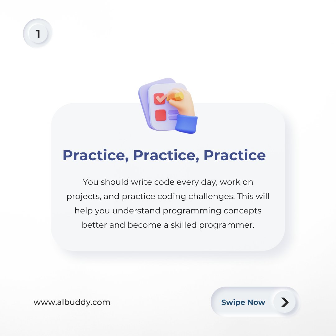 ALBuddyTutoring's tweet image. Here are some valuable tips to supercharge your learning journey! 💻🚀
✅ Practice
✅ Stay Up-to-Date
✅ Collaborate and Communicate
Don't let learning obstacles hold you back! Join the AlBuddy Tutoring community and unlock your academic success.
#Computersciencetutor