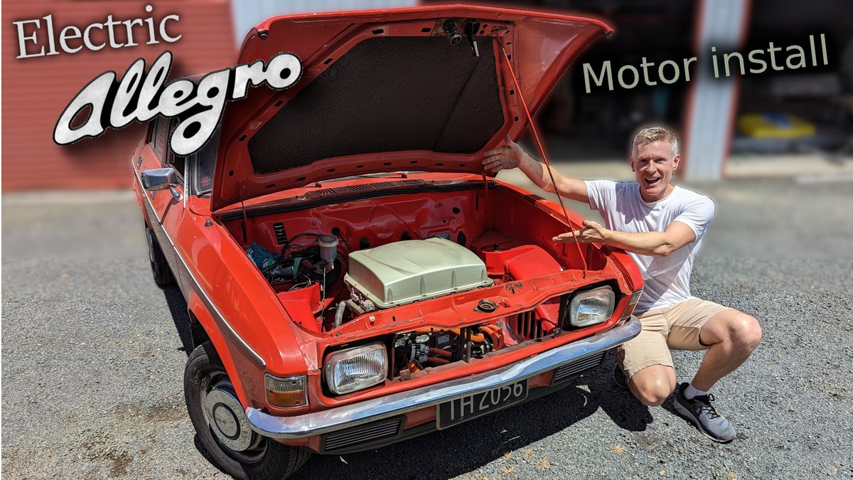 FINALLY! The Nissan LEAF motor is installed in the Austin Allegro: youtu.be/vi7-rrIGUa8 Grab some popcorn, kick back and see how it happened... and what's coming next. I'm so jazzed right now! 😁