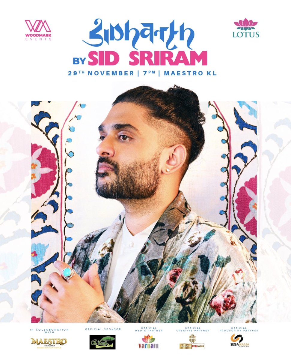 WoodmarkEvents's tweet photo. Up-Close with Sid Sriram! 

Watch the man himself launching SIDHARTH album! It’s going to be a personal encounter as @sidsriram will be performing the tracks from SIDHARTH album.

The exclusive experience comes with very minimal entry fee. Check out our Instagram for more info! https://t.co/cpBt0PTu5K