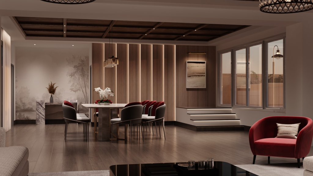 gaurikhan's tweet image. Combining wall paneling with wallpaper can create a unique and visually appealing interior design @gaurikhandesignsofficial #project2023