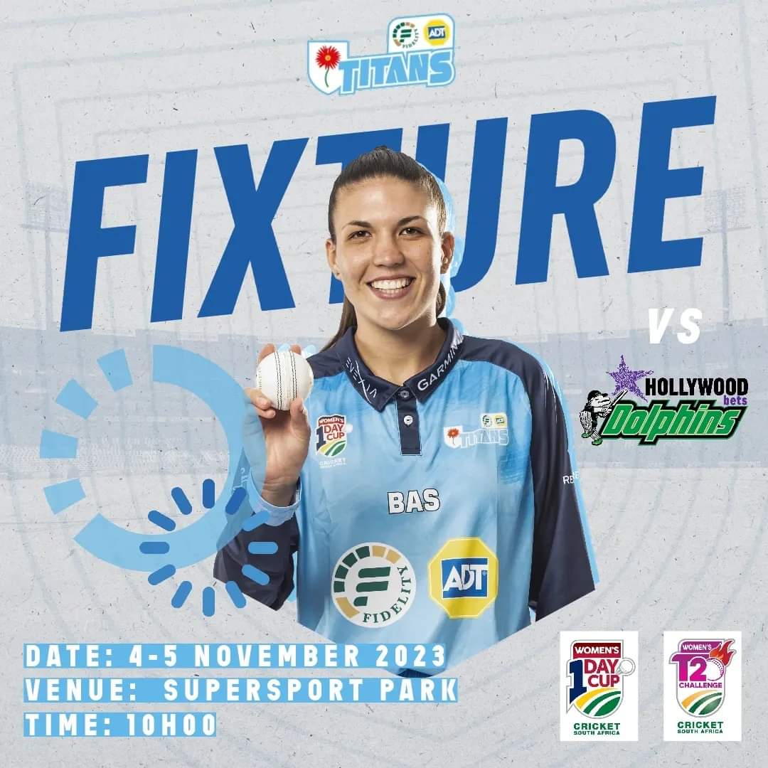 GAME DAY😃🏏

Our Fidelity Titans are in action today as they take on the Dolphins in the CSA Women's One Day Cup at SuperSport Park 🏏

Make your way to the stadium or catch all the action on Pitchvision/YouTube

#DaisyLadies | #WozaNawe