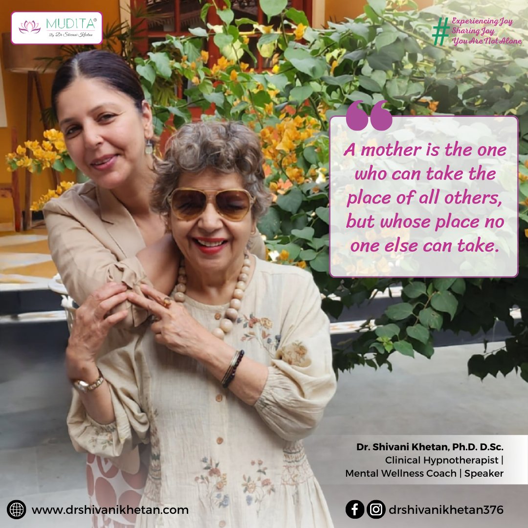 Unmatched love, unparalleled strength – a mother's bond is irreplaceable. She fills a void no one else can. #MotherhoodMagic
#unconditionallove #momquotes #familyfirst #specialbond #loveyoumom #motherlylove  #drshivanikhetan #mudita #experiencingjoy #sharingjoy #youarenotalone