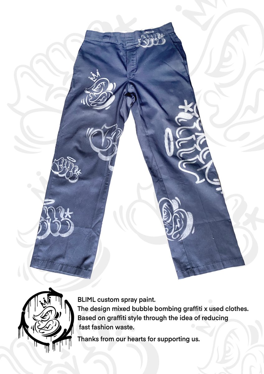 blmlthailand's tweet photo. BLML custom spray paint

Dickies x Graffiti bubble bombing

Waist 34”
Dimensions: last pic

1,800 Thb
Shipping worldwide

for your customized items, please kindly send your shirt or pant to us.

#blmlclothing #dickies https://t.co/HOGl5QCcKz
