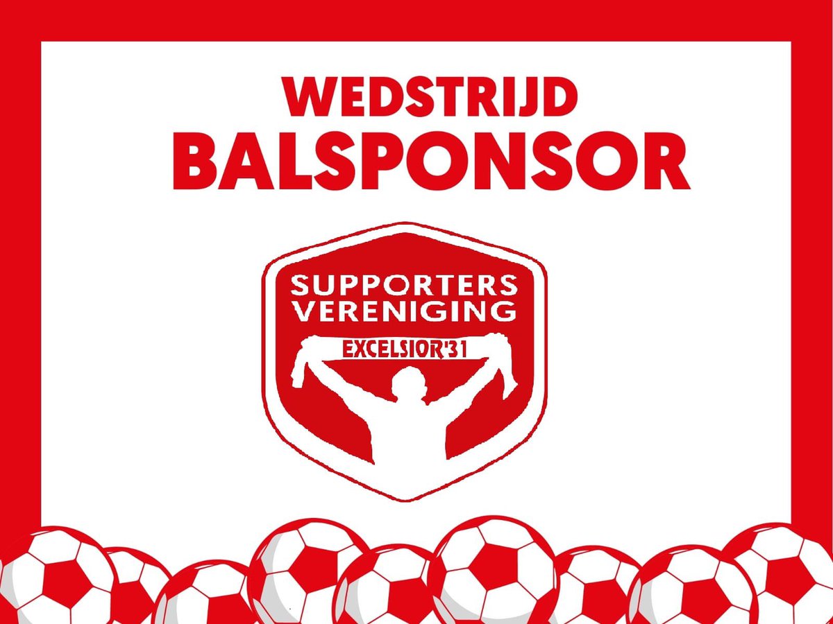 excelsior31's tweet photo. ⚽️ 𝗕𝗮𝗹𝘀𝗽𝗼𝗻𝘀𝗼𝗿 | De wedstrijd balsponsor vandaag voor de wedstrijd tegen @tvc28 is: 

Onze eigen supportersvereniging :

@SVExcelsior31 

📱Meer informatie over balsponsoren vraag in DM

https://t.co/xwwcVHne1g https://t.co/lEeovfLOZL