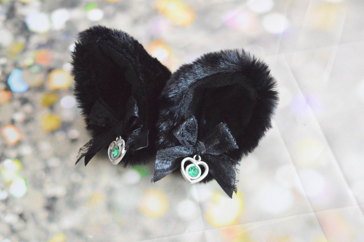 Nekollars's tweet image. MtO - Kitten play clip on cat ears with ribbon bows and heart charm - neko cosplay costume ears - kitten play gear accessories by Nekollars tuppu.net/36c71bbe #Nekollars #Etsy #ClipOn