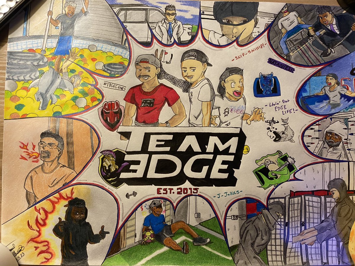 I was a huge fan while #TeamEdge was active and it broke my heart to see they were shutting down💔 But even then, I took it upon myself to draw this piece to show my gratitude for this channel and its members for bringing so much joy into my life. THANK YOU TEAM EDGE!❤️✌️